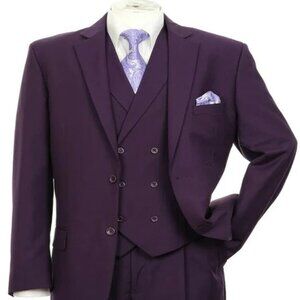 Pleated Suit - Mens Suits With Pleated Pant - Regular Fit Suit - Purple Suit